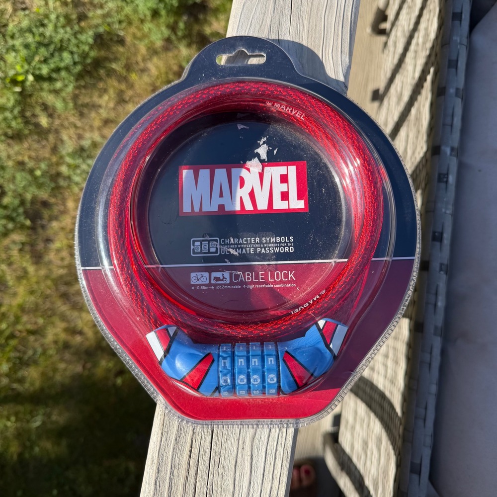 Marvel Spider-Man Bioworld Cable Lock 4-Digit Combination Bike Scooter Red Blue